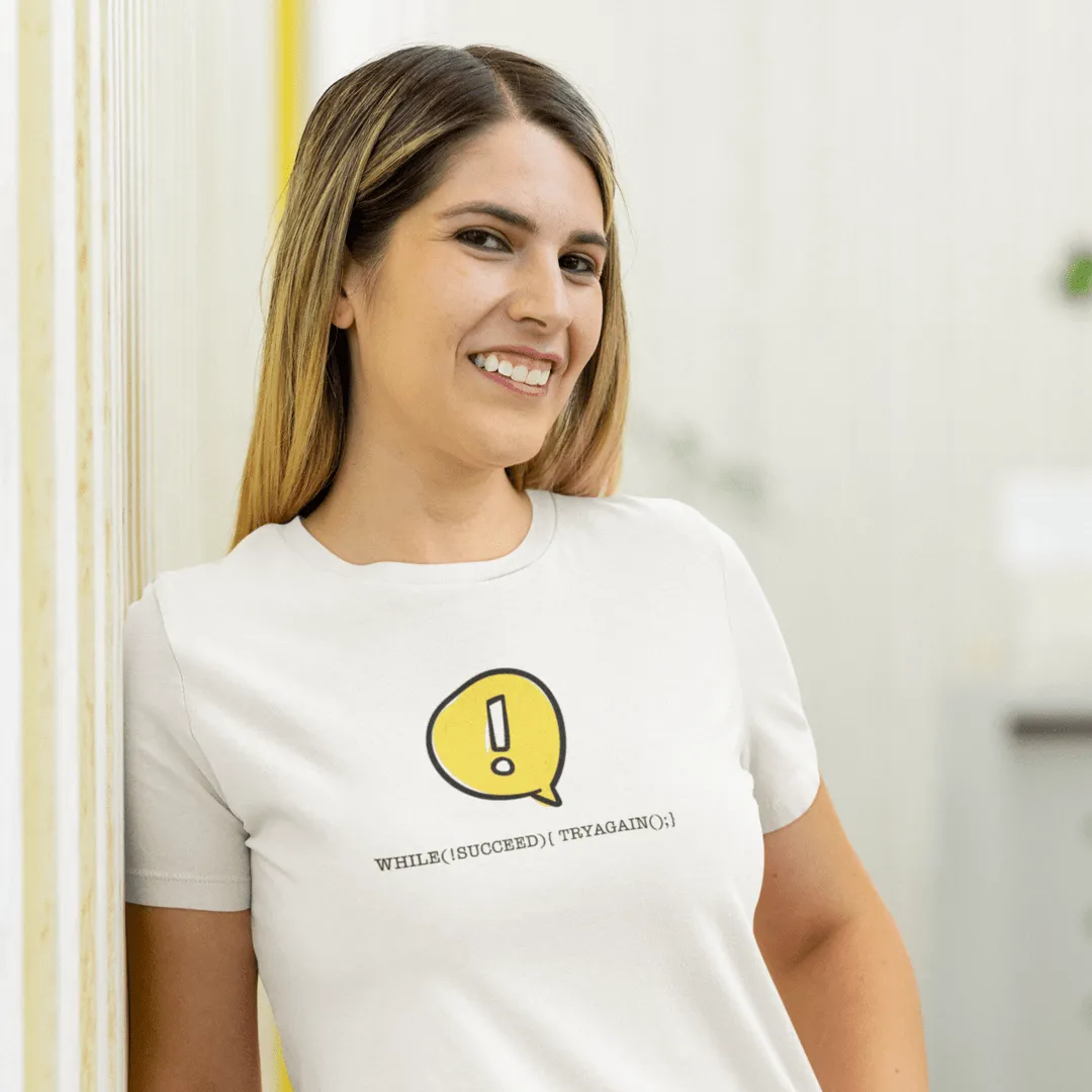 "Succeed" White Custom T-Shirt for Women  | Art by Noa Bar Lev