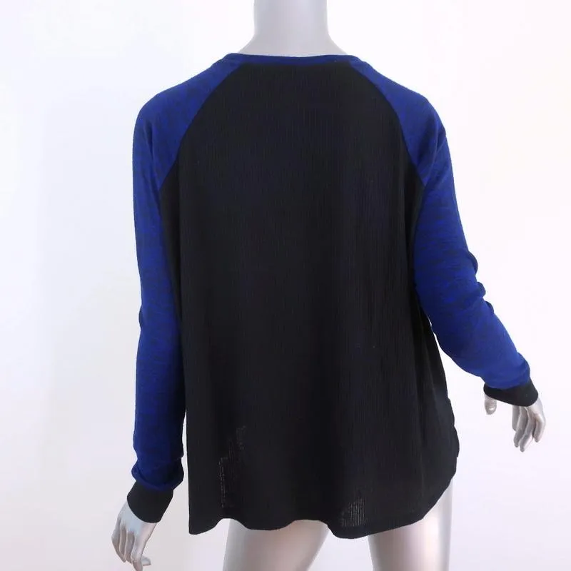 Rag & Bone/JEAN Sweater Blue & Black Stretch Jersey Size Small Crewneck Pullover