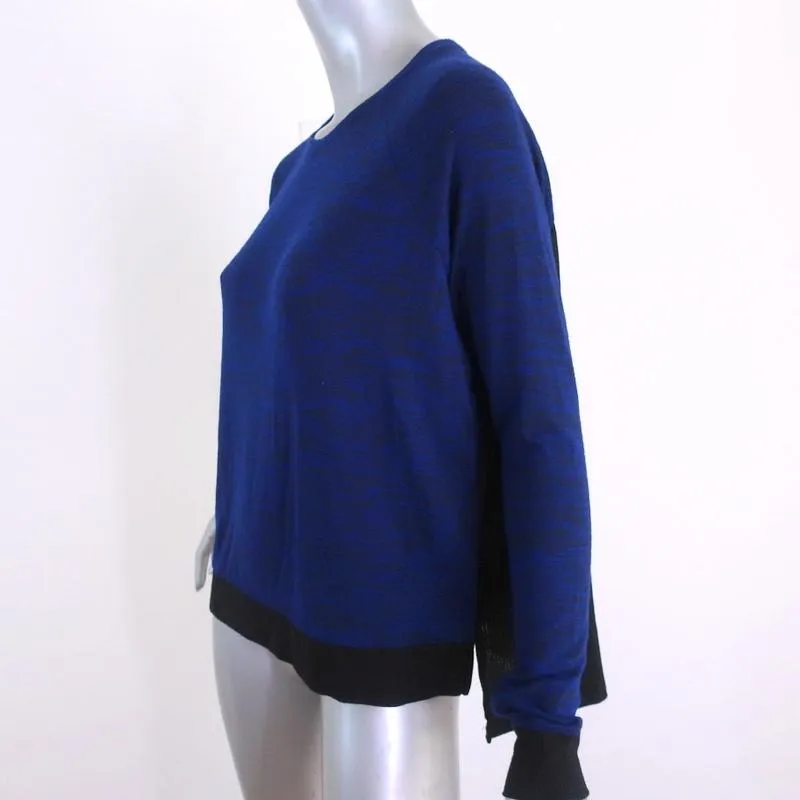 Rag & Bone/JEAN Sweater Blue & Black Stretch Jersey Size Small Crewneck Pullover