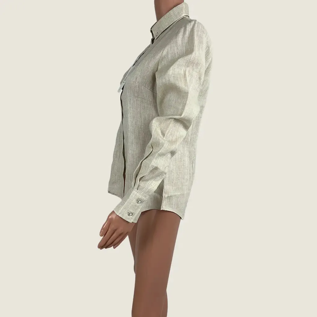 Reba Beige Linen Gal |Classic Fit | 8
