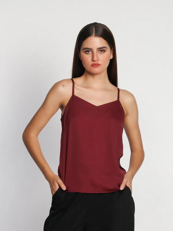 Red Solid Regular Tank Top