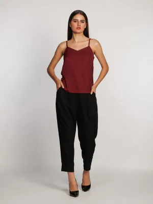 Red Solid Regular Tank Top