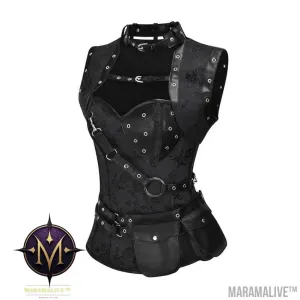 Retro Punk Shapewear Steam Shawl Tunic Belly Contracting Vest Corset