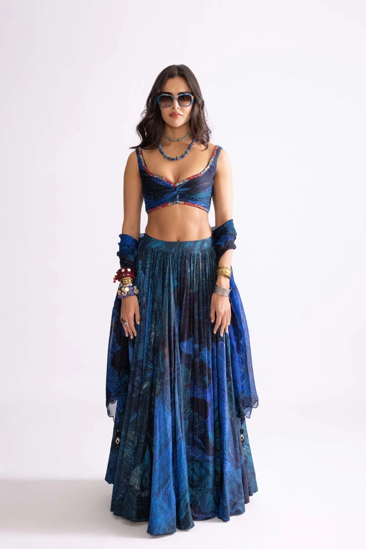 Riley Blouse, Magnolia Lehenga & Scallop Dupatta