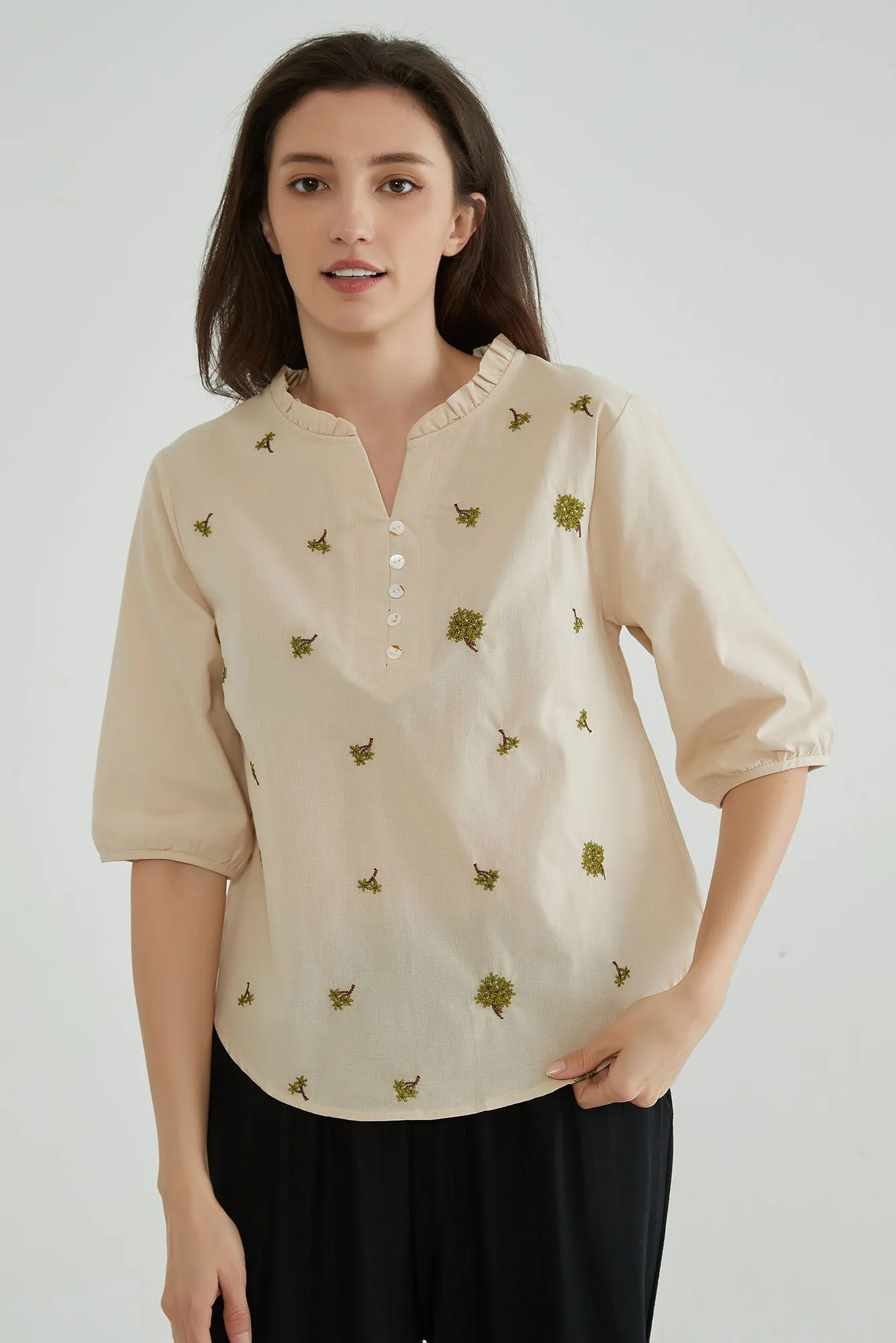 Rodeo Dust Women Embroidered Linen Blouse