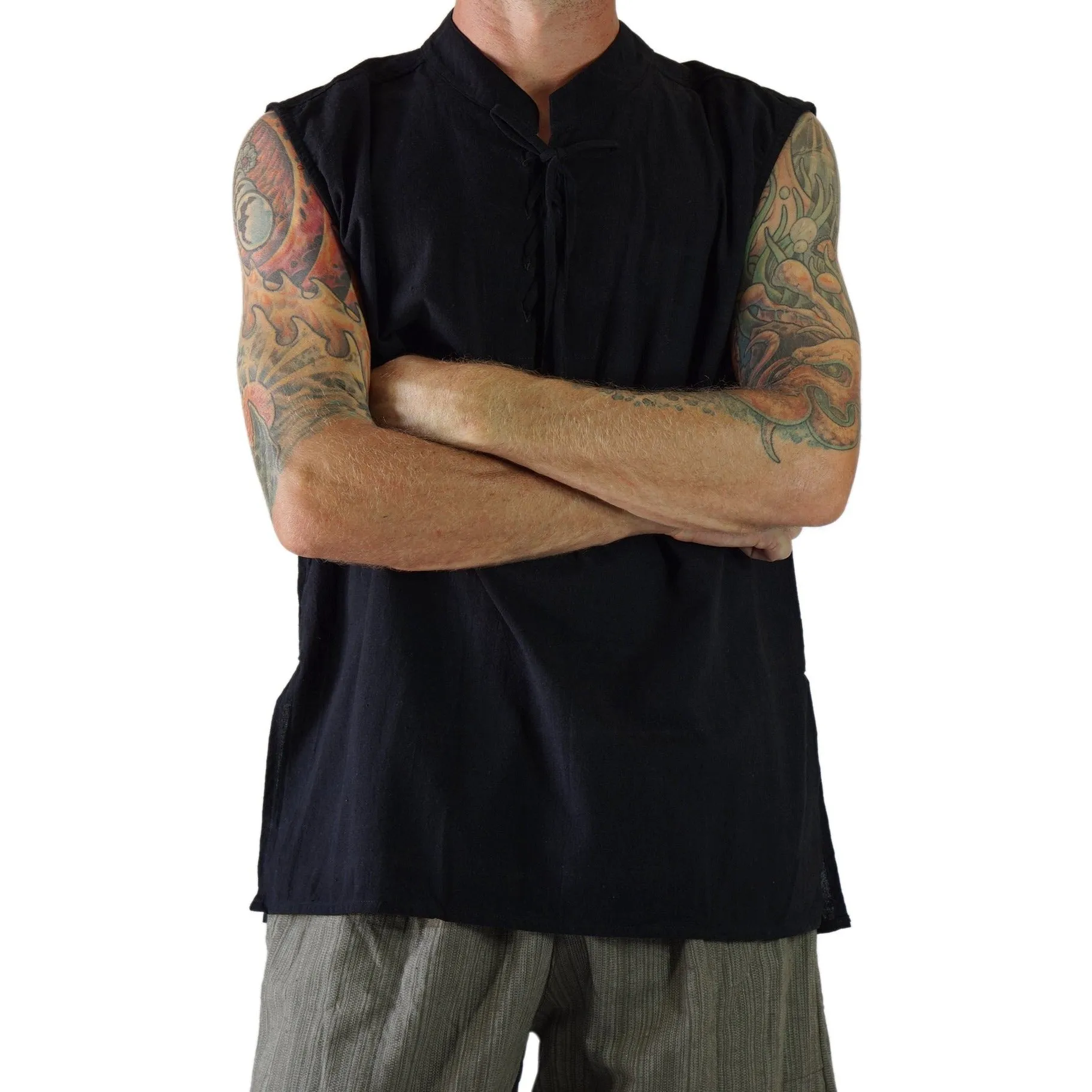 'Rogue' Medieval Sleeveless Shirt - Black