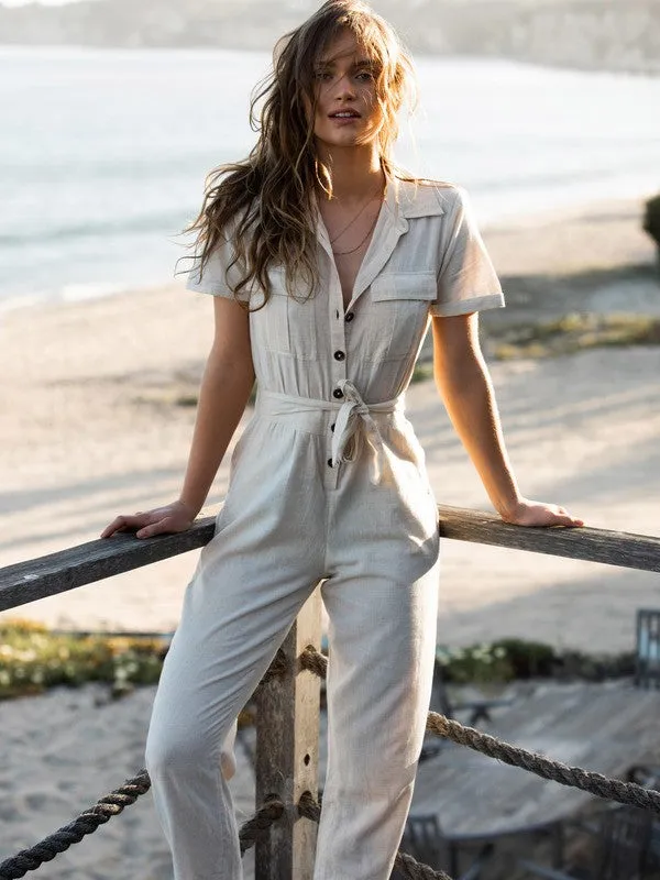 Roxy Womens Beach Wonderland Short Sleeve Jumpsuit