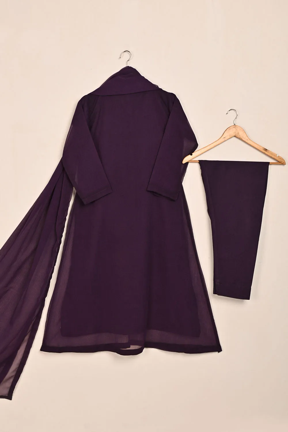RTW-118-Purple -  3Pc Stitched Chiffon Shirt