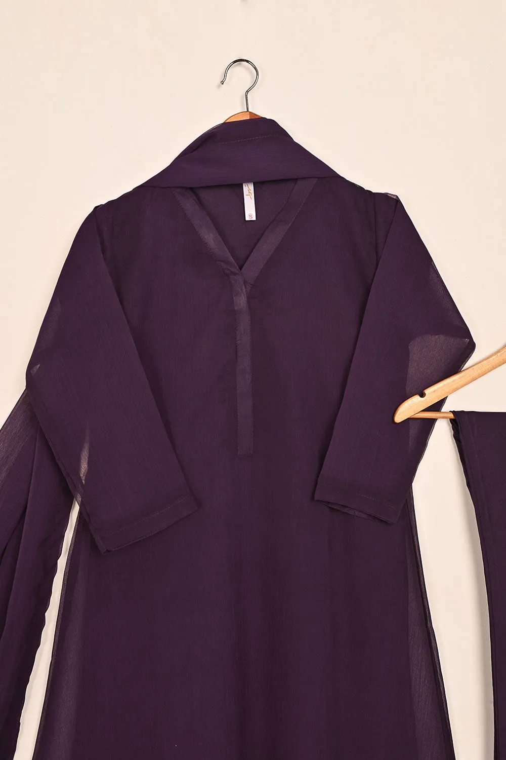 RTW-118-Purple -  3Pc Stitched Chiffon Shirt