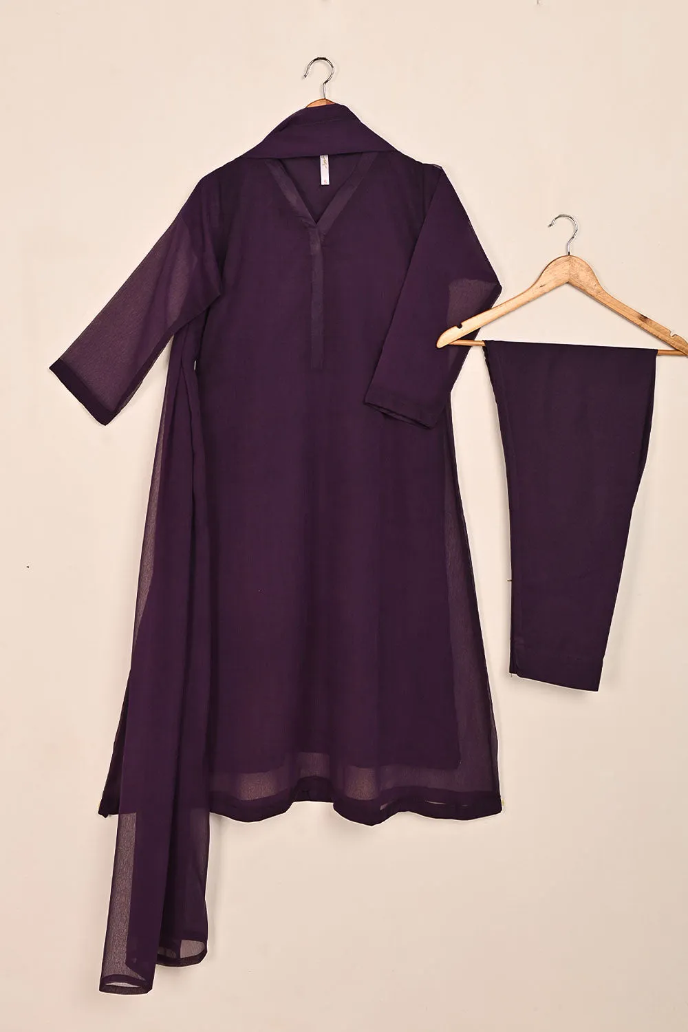 RTW-118-Purple -  3Pc Stitched Chiffon Shirt