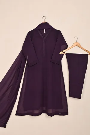 RTW-118-Purple -  3Pc Stitched Chiffon Shirt
