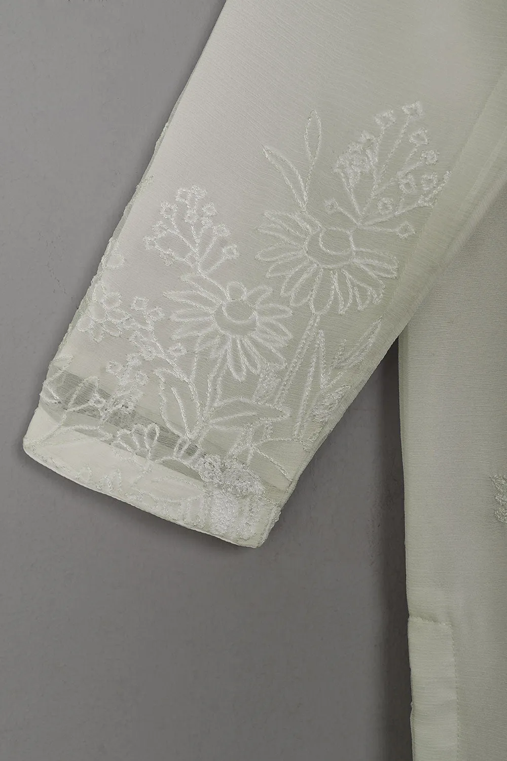 RTW-264-Off White - 3Pc Ready to Wear Embroidered Chiffon Dress