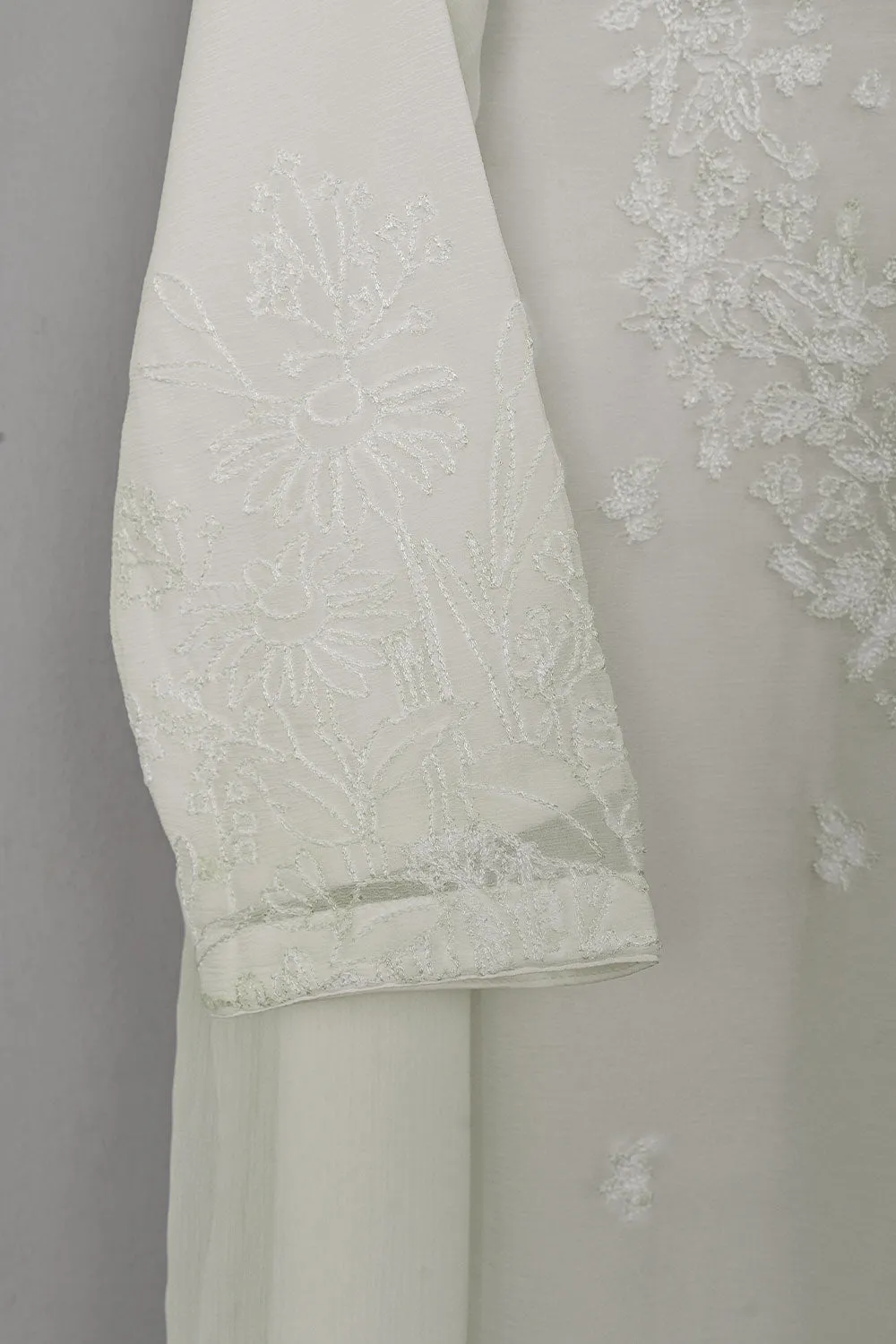 RTW-264-Off White - 3Pc Ready to Wear Embroidered Chiffon Dress