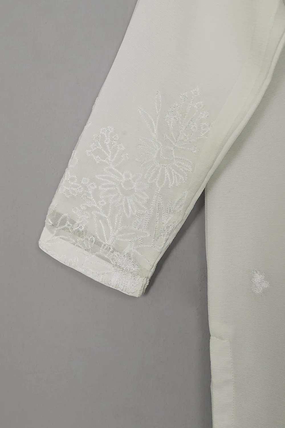 RTW-264-Off White - 3Pc Ready to Wear Embroidered Chiffon Dress