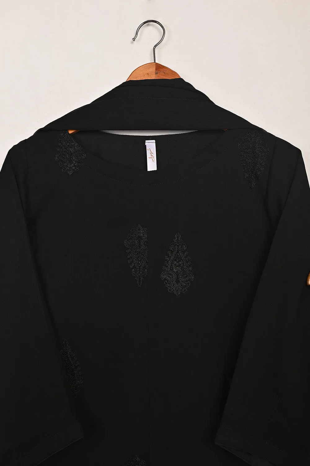 RTW-281-Black -  3Pc Ready to Wear Embroidered Chiffon Dress