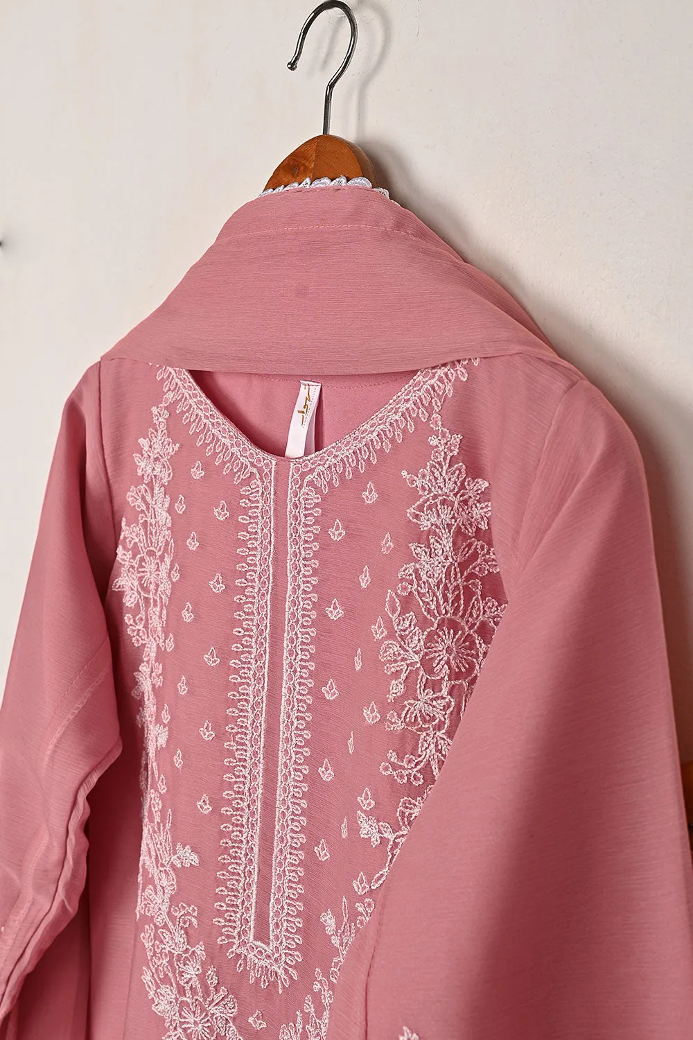 RTW-299-Tea Pink -  3Pc Ready to Wear Embroidered Chiffon Dress