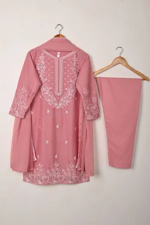 RTW-299-Tea Pink -  3Pc Ready to Wear Embroidered Chiffon Dress