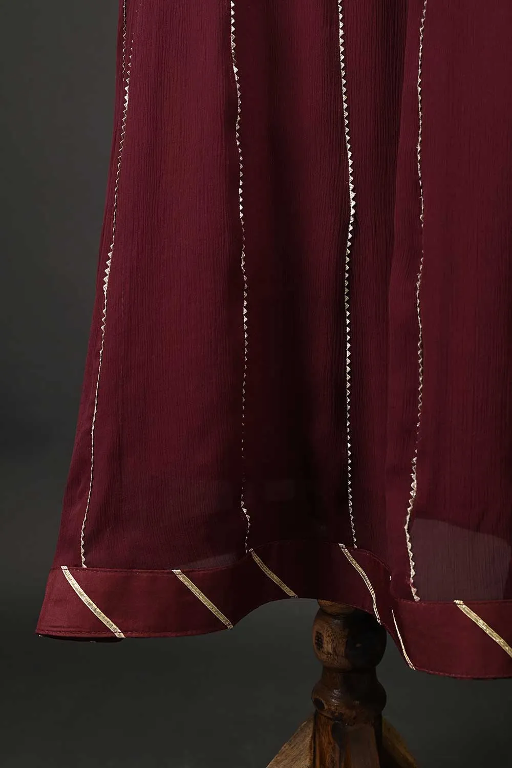 RTW-74-Maroon -  3Pc Stitched Chiffon Frock