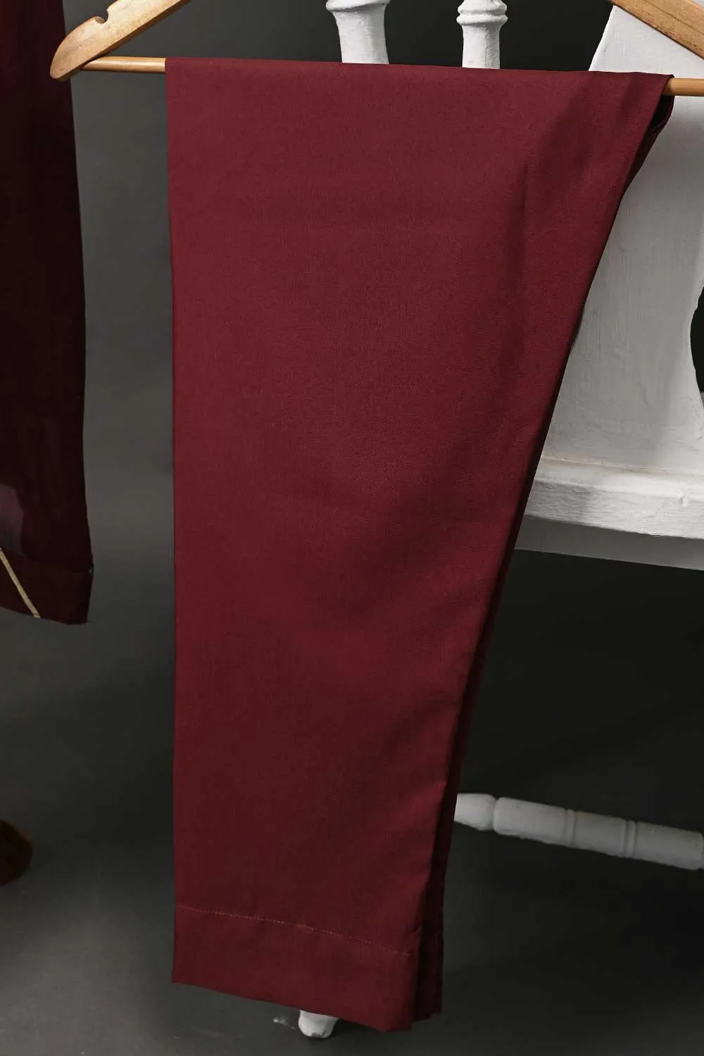 RTW-74-Maroon -  3Pc Stitched Chiffon Frock