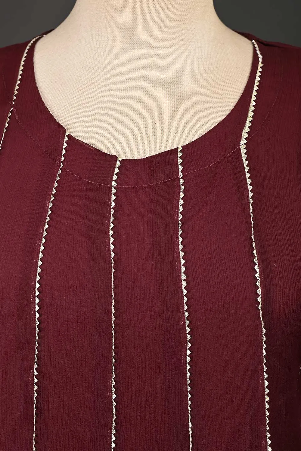 RTW-74-Maroon -  3Pc Stitched Chiffon Frock