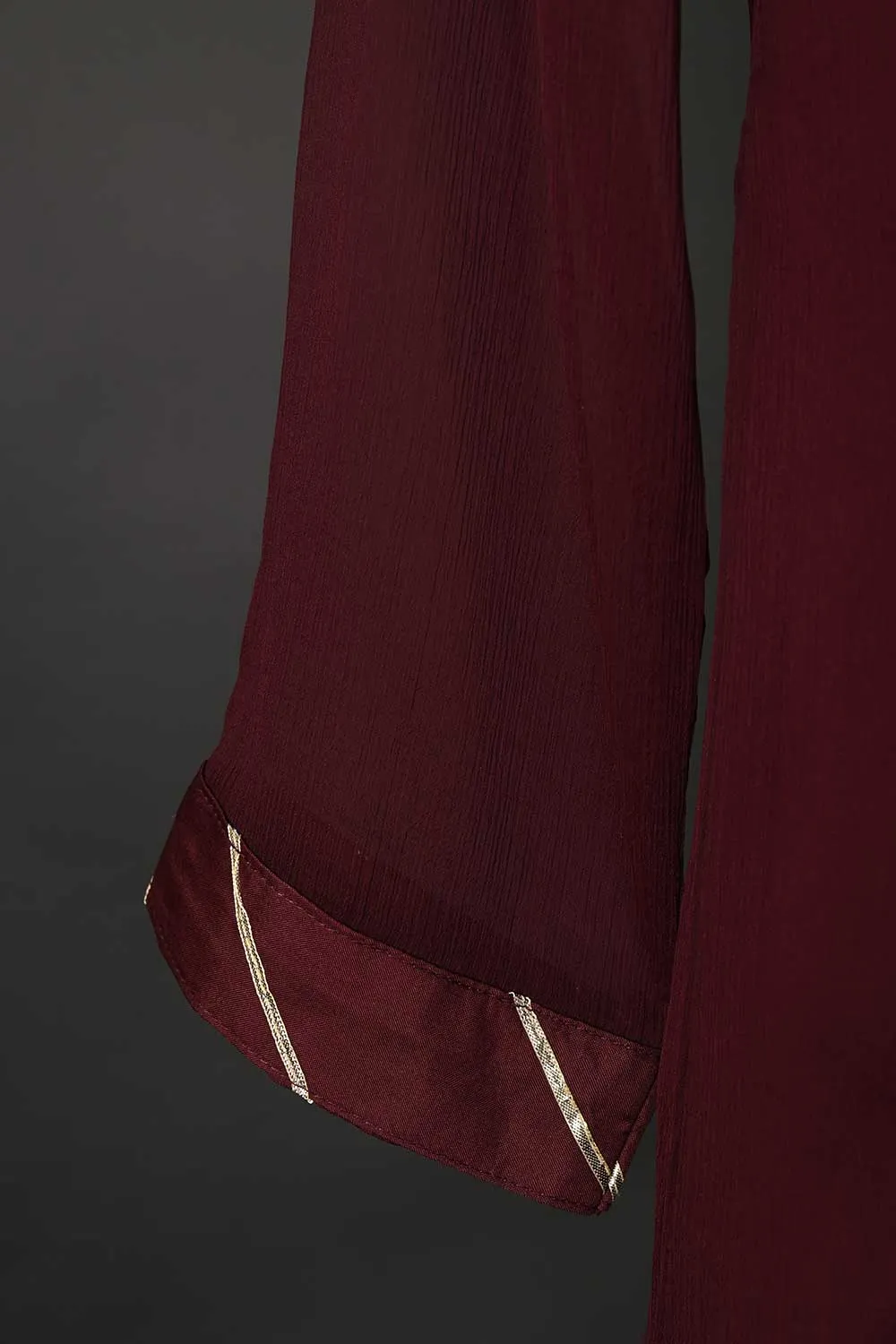 RTW-74-Maroon -  3Pc Stitched Chiffon Frock