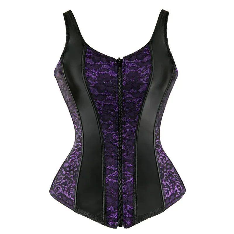 S Overbust Corset Top with Straps Jacquard Corset Bustier Zipper Plus Size for Women Corset Dress with Skirt Black Red purple
