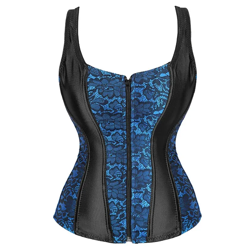 S Overbust Corset Top with Straps Jacquard Corset Bustier Zipper Plus Size for Women Corset Dress with Skirt Black Red purple
