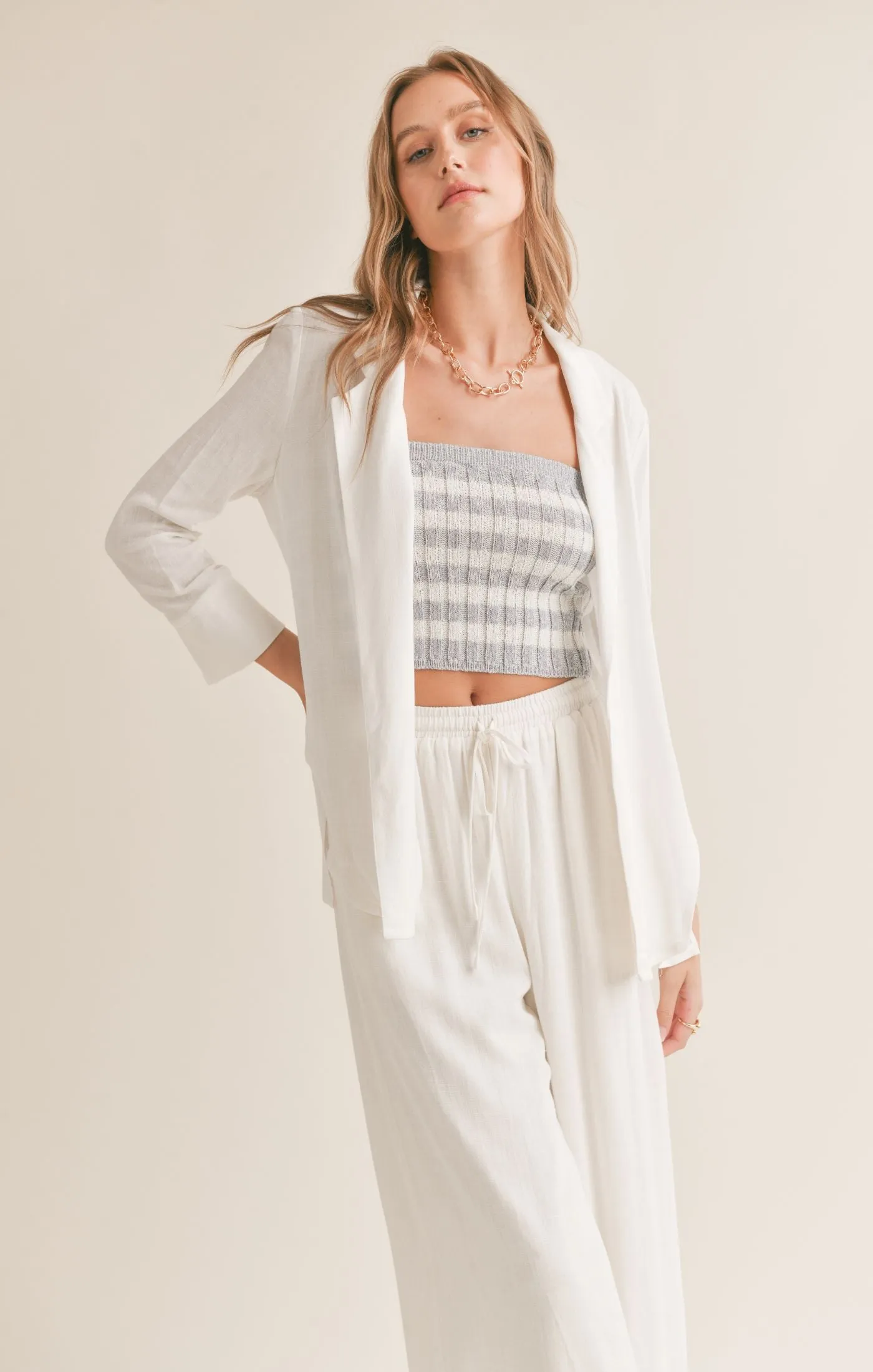 Sadie And Sage Sugarloaf Linen Blend Open Blazer