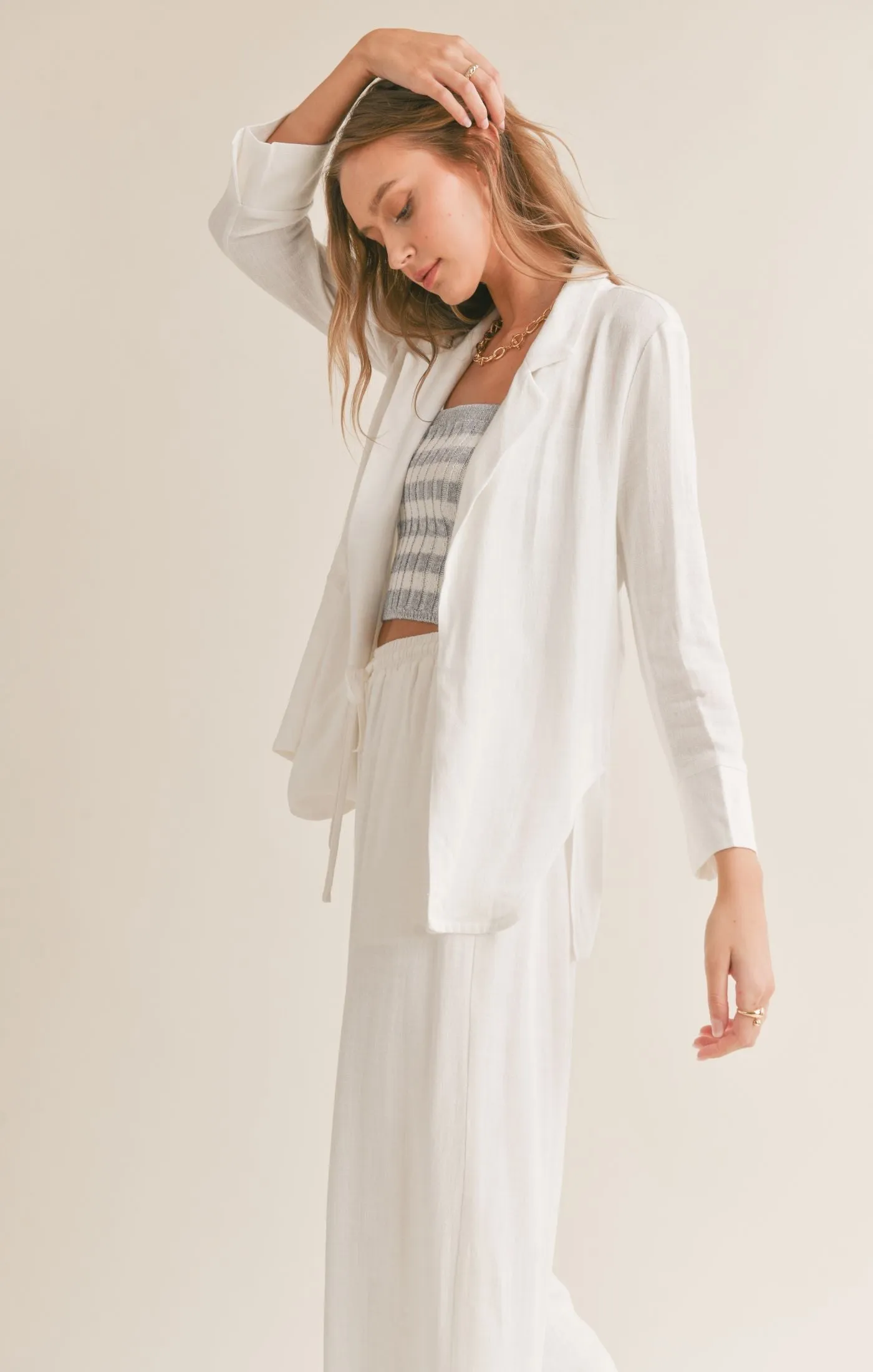 Sadie And Sage Sugarloaf Linen Blend Open Blazer