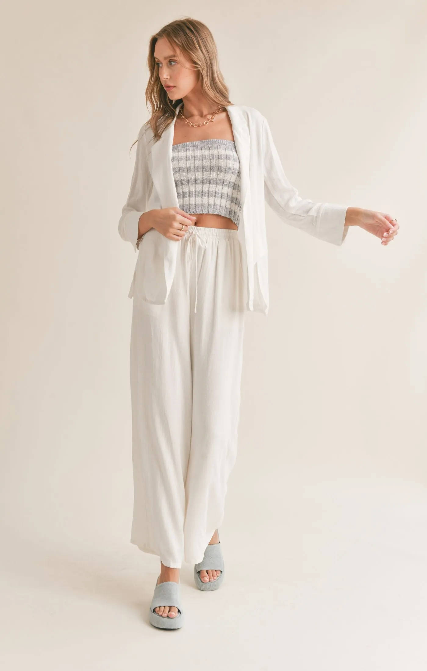 Sadie And Sage Sugarloaf Linen Blend Open Blazer