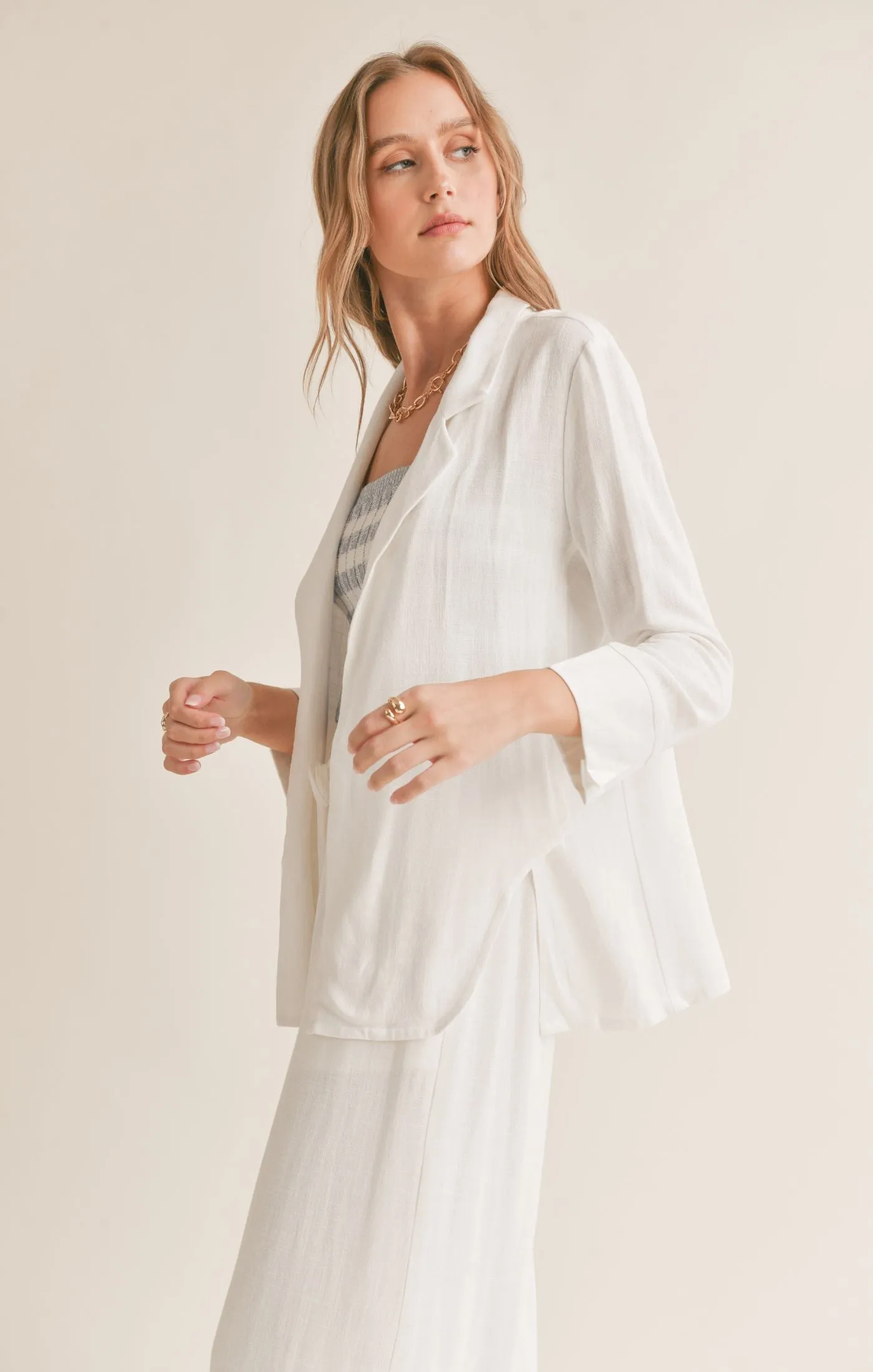 Sadie And Sage Sugarloaf Linen Blend Open Blazer