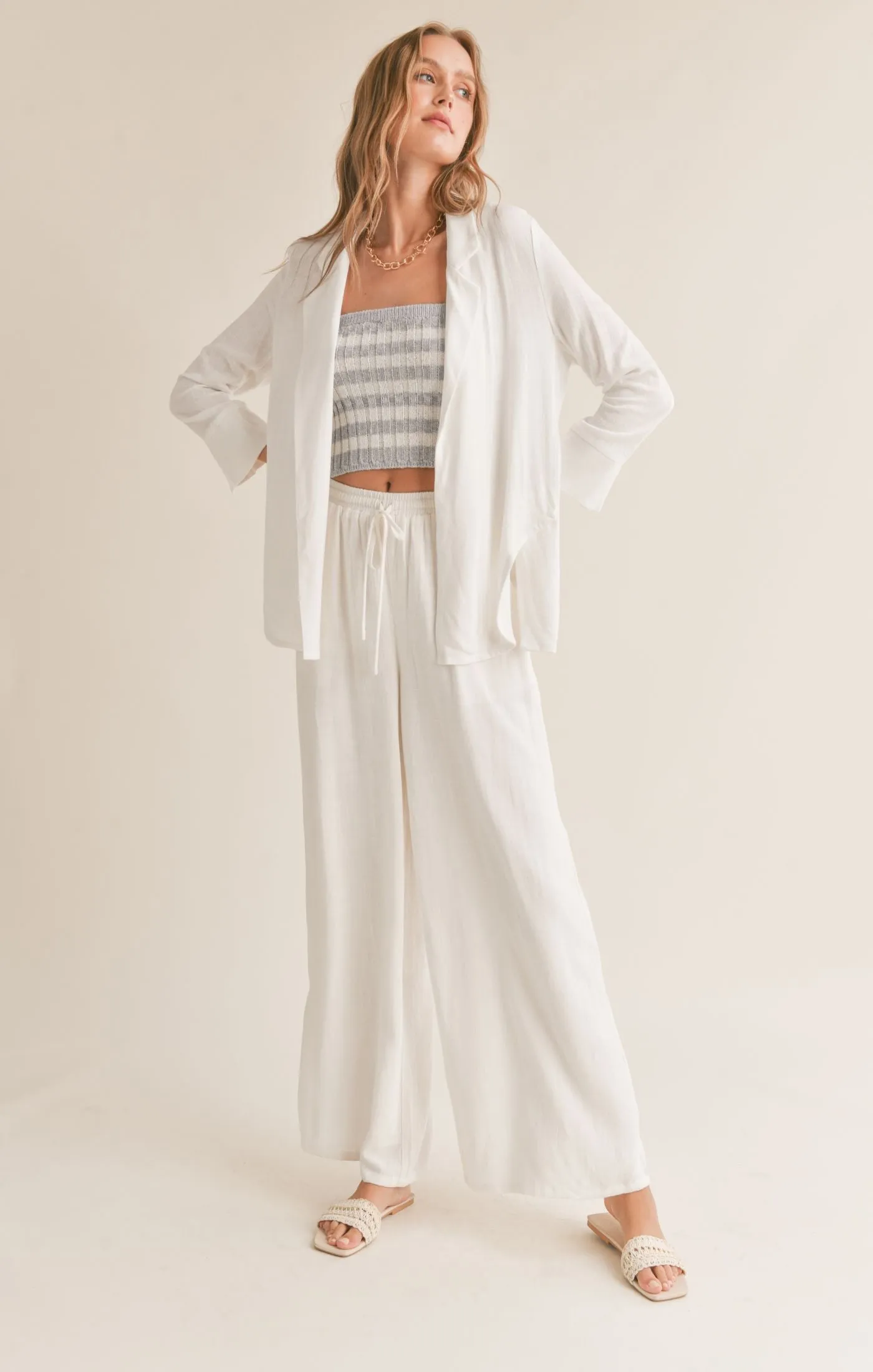 Sadie And Sage Sugarloaf Linen Blend Open Blazer