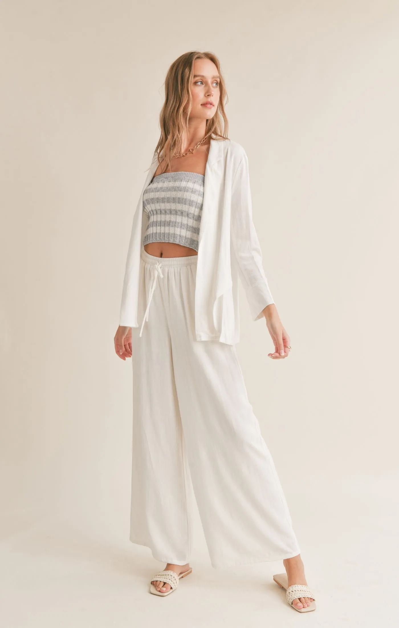 Sadie And Sage Sugarloaf Linen Blend Open Blazer