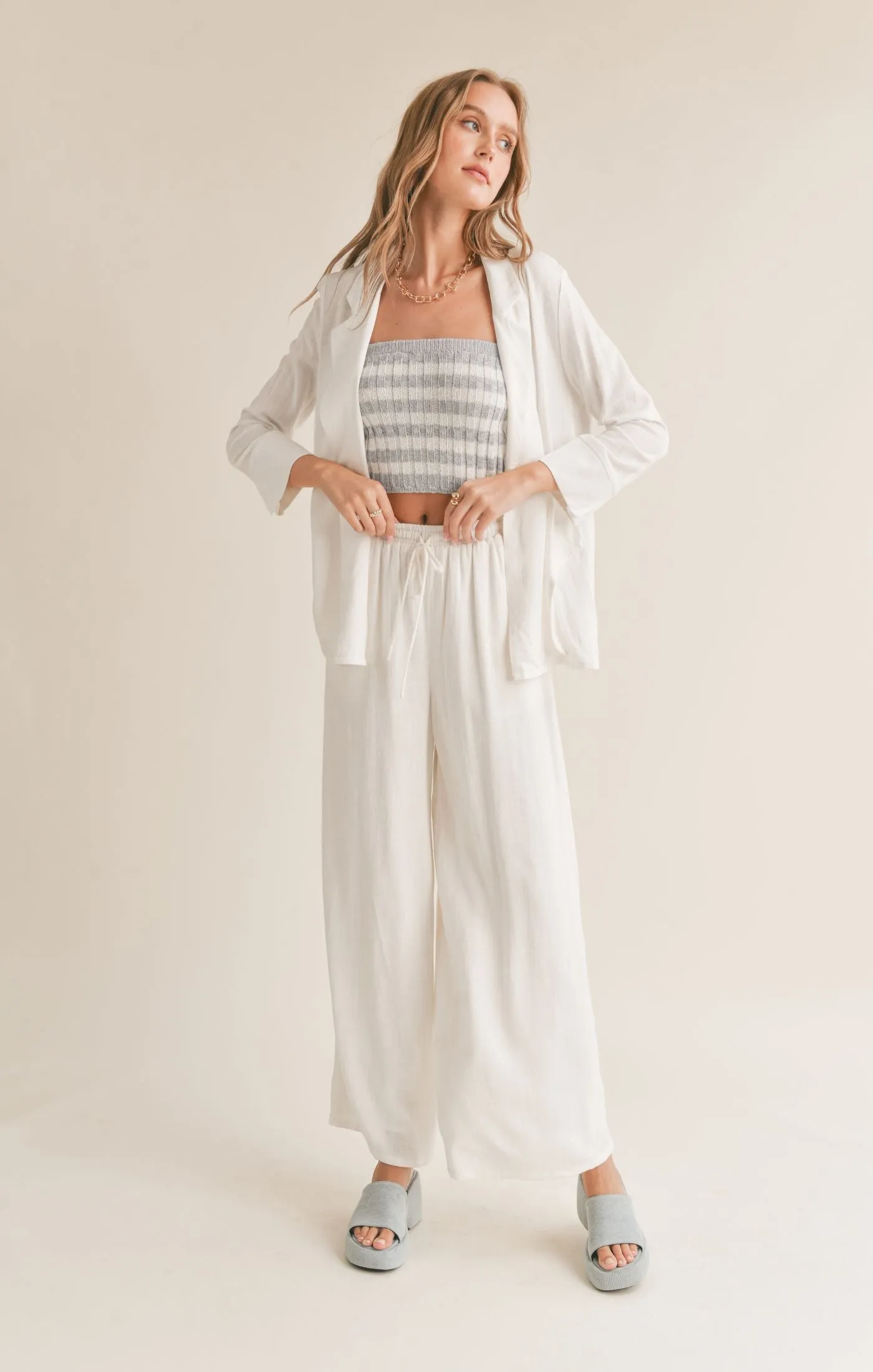 Sadie And Sage Sugarloaf Linen Blend Open Blazer