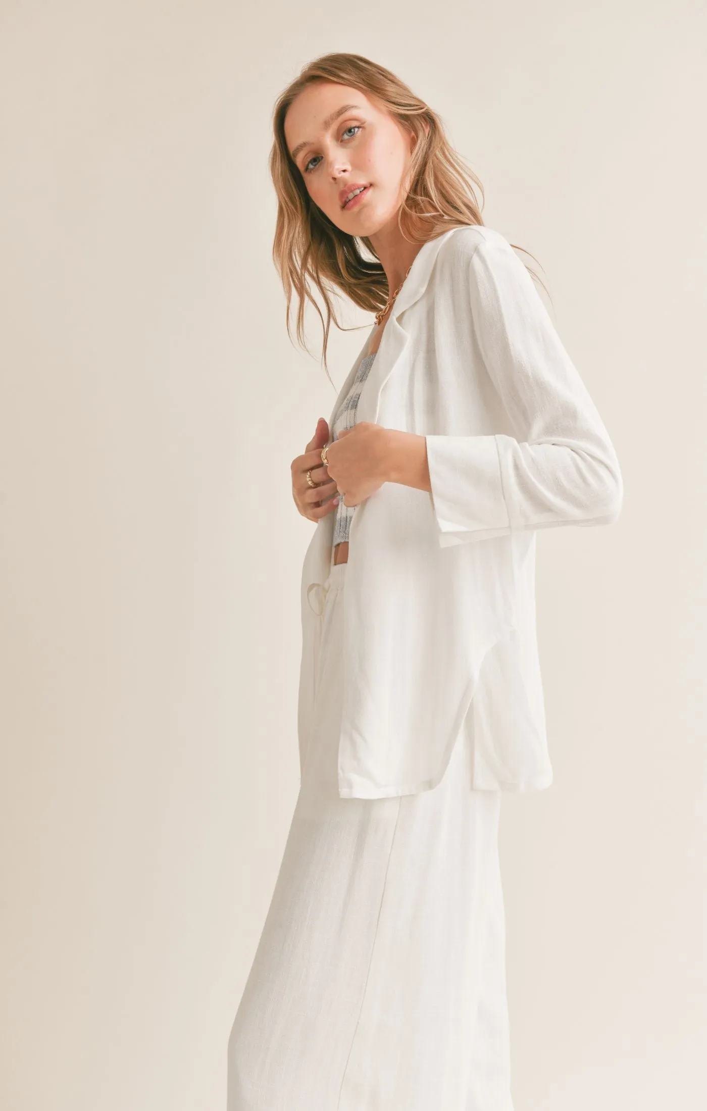 Sadie And Sage Sugarloaf Linen Blend Open Blazer