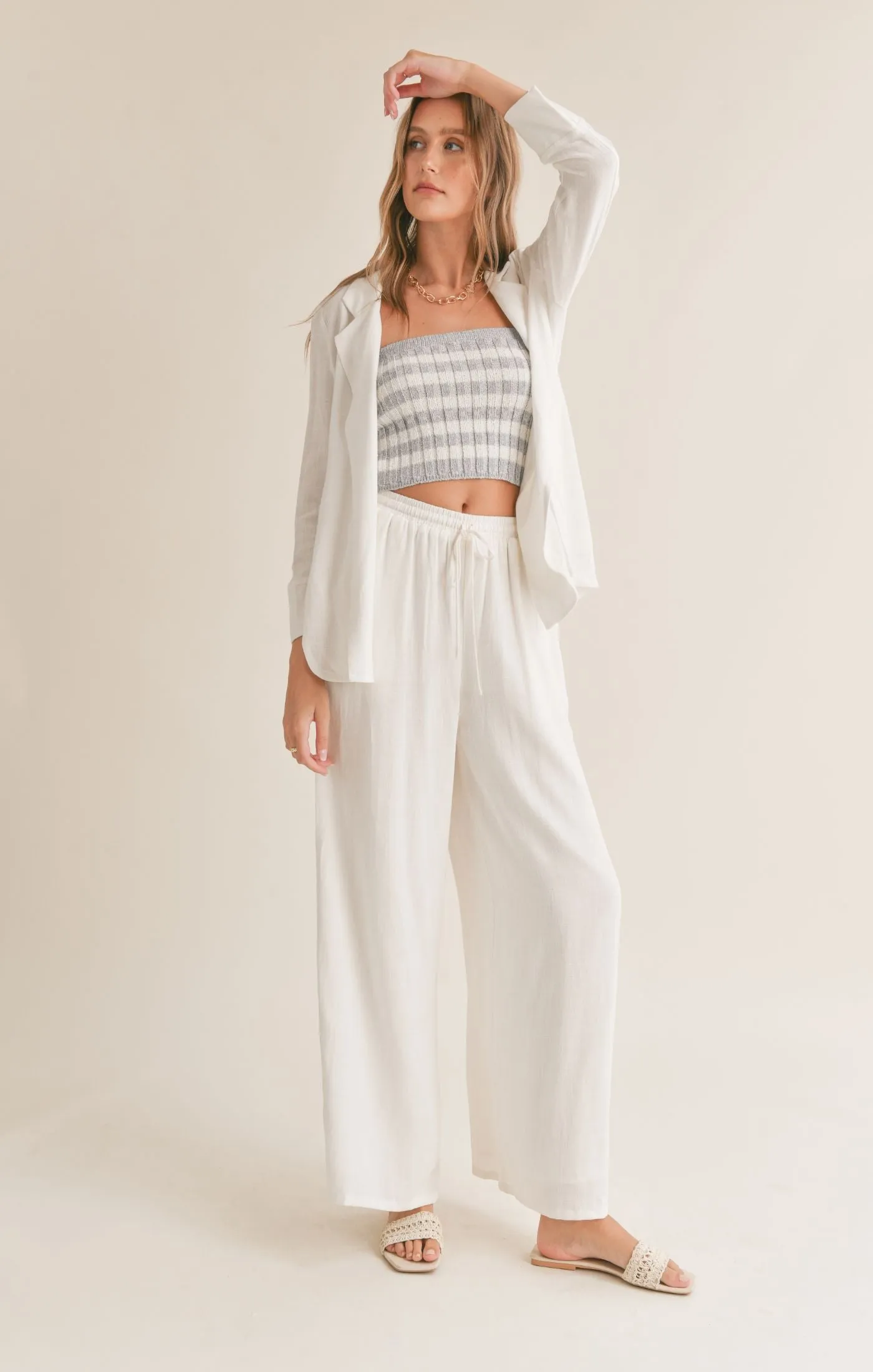 Sadie And Sage Sugarloaf Linen Blend Open Blazer