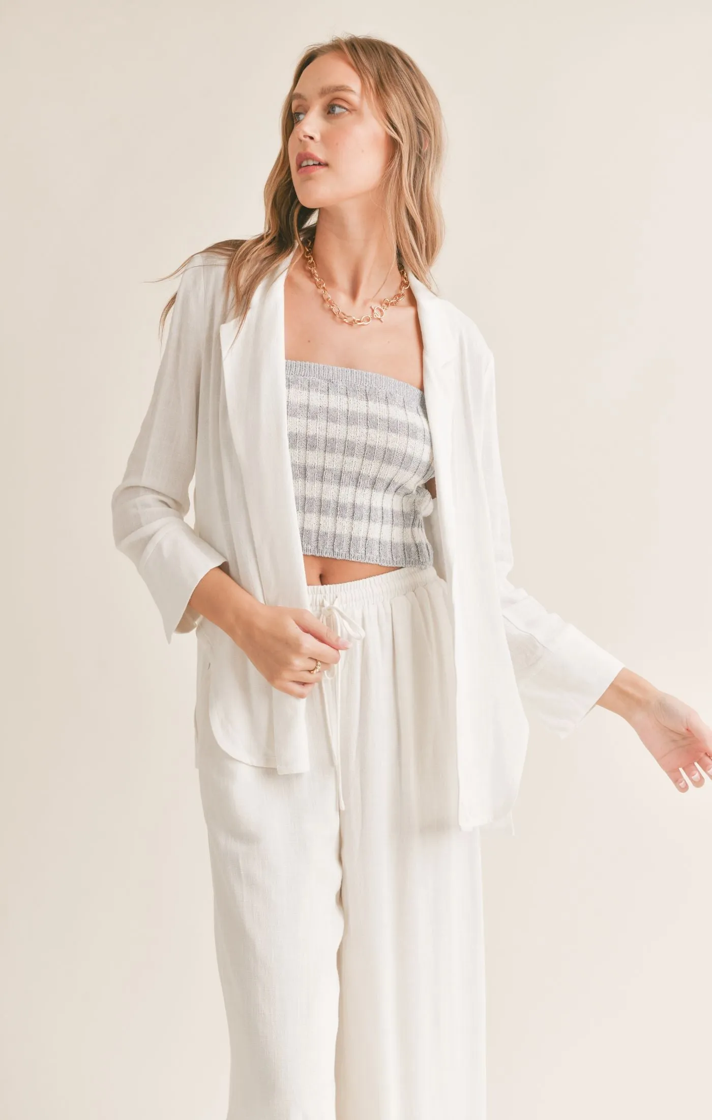 Sadie And Sage Sugarloaf Linen Blend Open Blazer