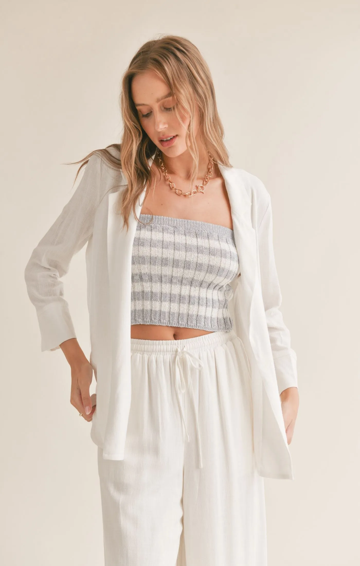 Sadie And Sage Sugarloaf Linen Blend Open Blazer