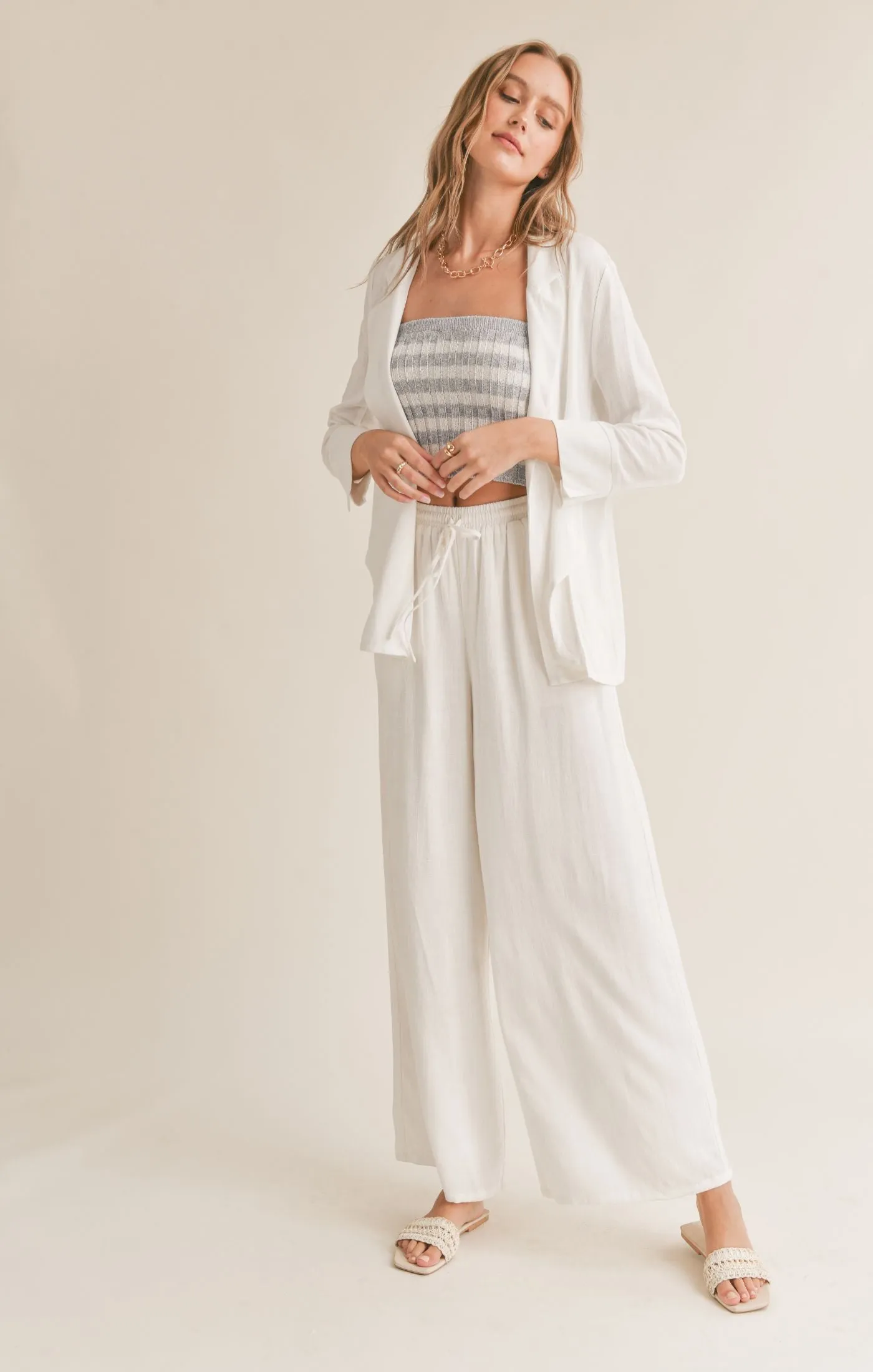 Sadie And Sage Sugarloaf Linen Blend Open Blazer