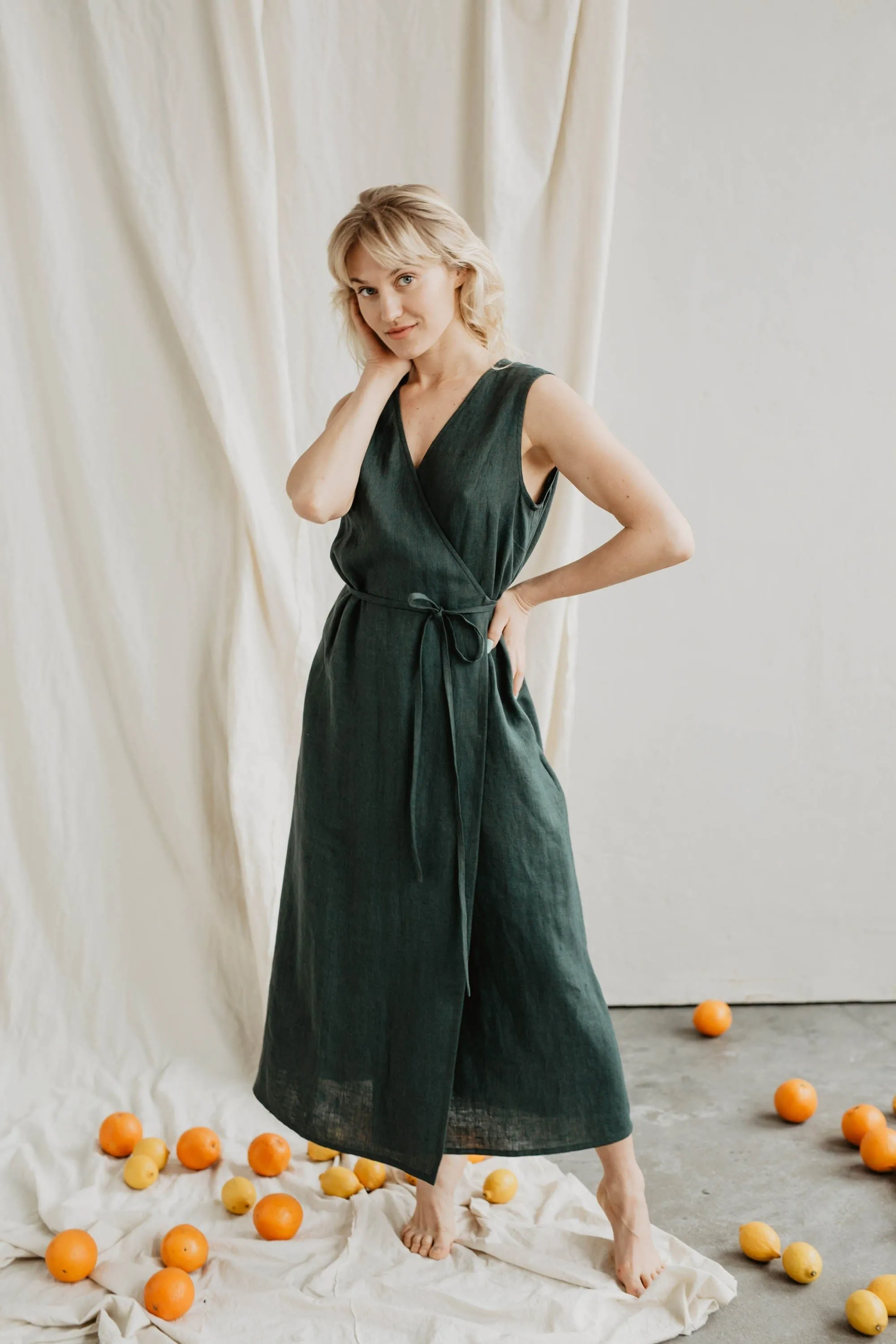 Salomeja Women's Linen Wrap Dress | Multiple Colours