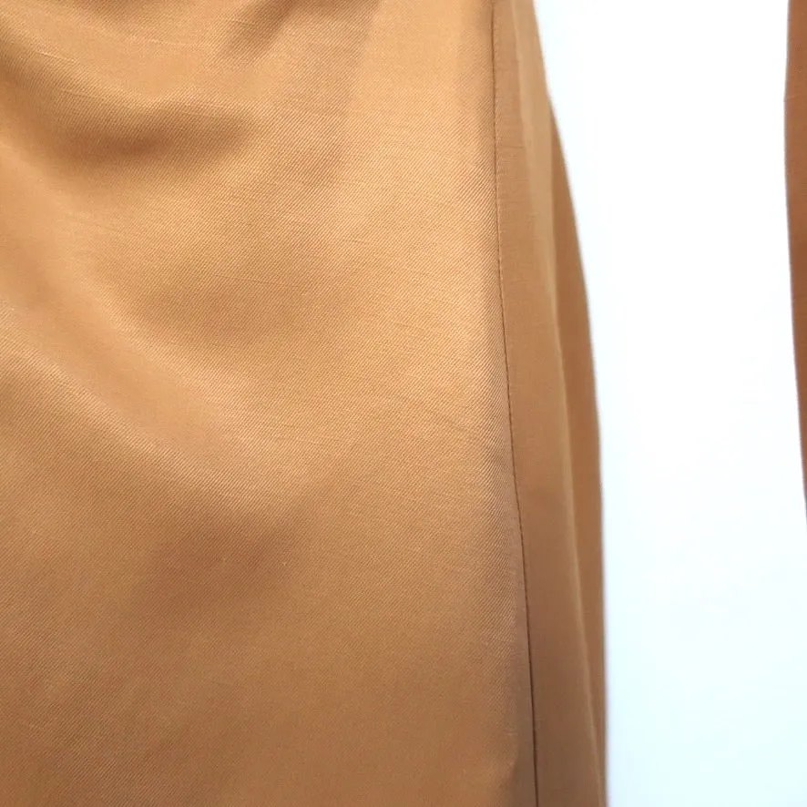 Sandro Long Sleeve Mini Dress Amaria Mustard Ruched Twill Size 34