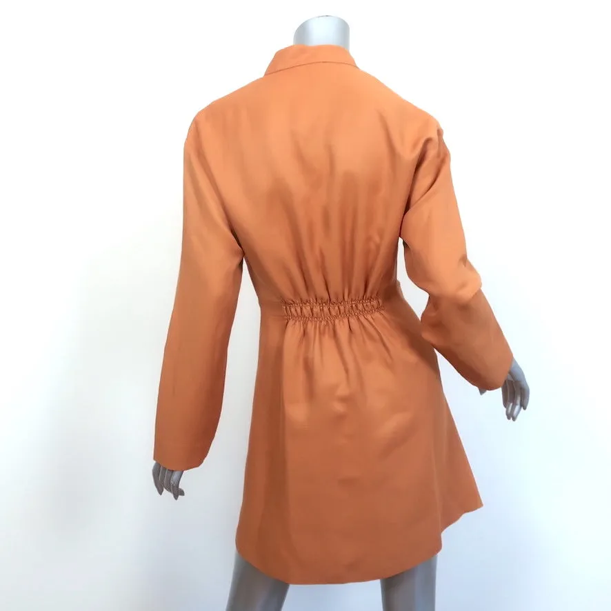 Sandro Long Sleeve Mini Dress Amaria Mustard Ruched Twill Size 34