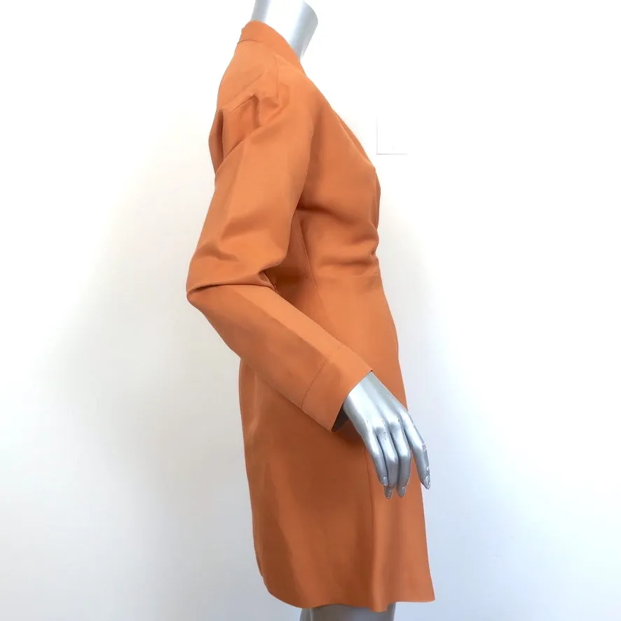 Sandro Long Sleeve Mini Dress Amaria Mustard Ruched Twill Size 34