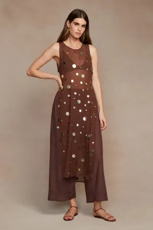 SERENA SEQUIN TUNIC - WALNUT