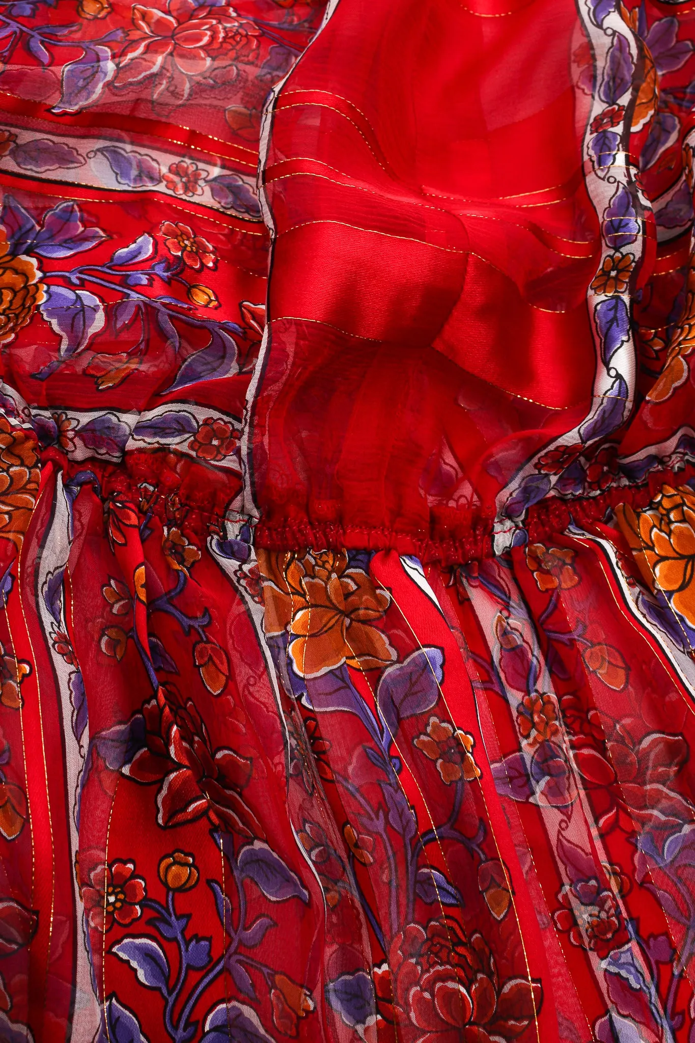 Sheer Striped Floral Silk Dress