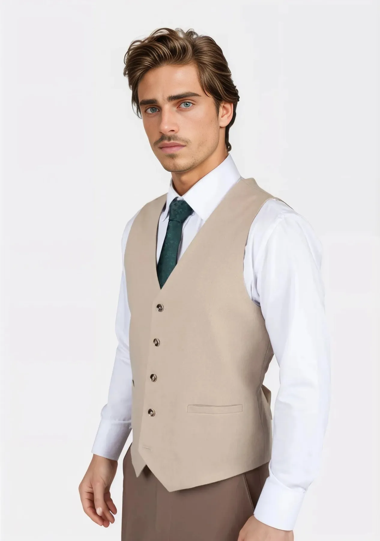 Simply Taupe Linen Blend Vest
