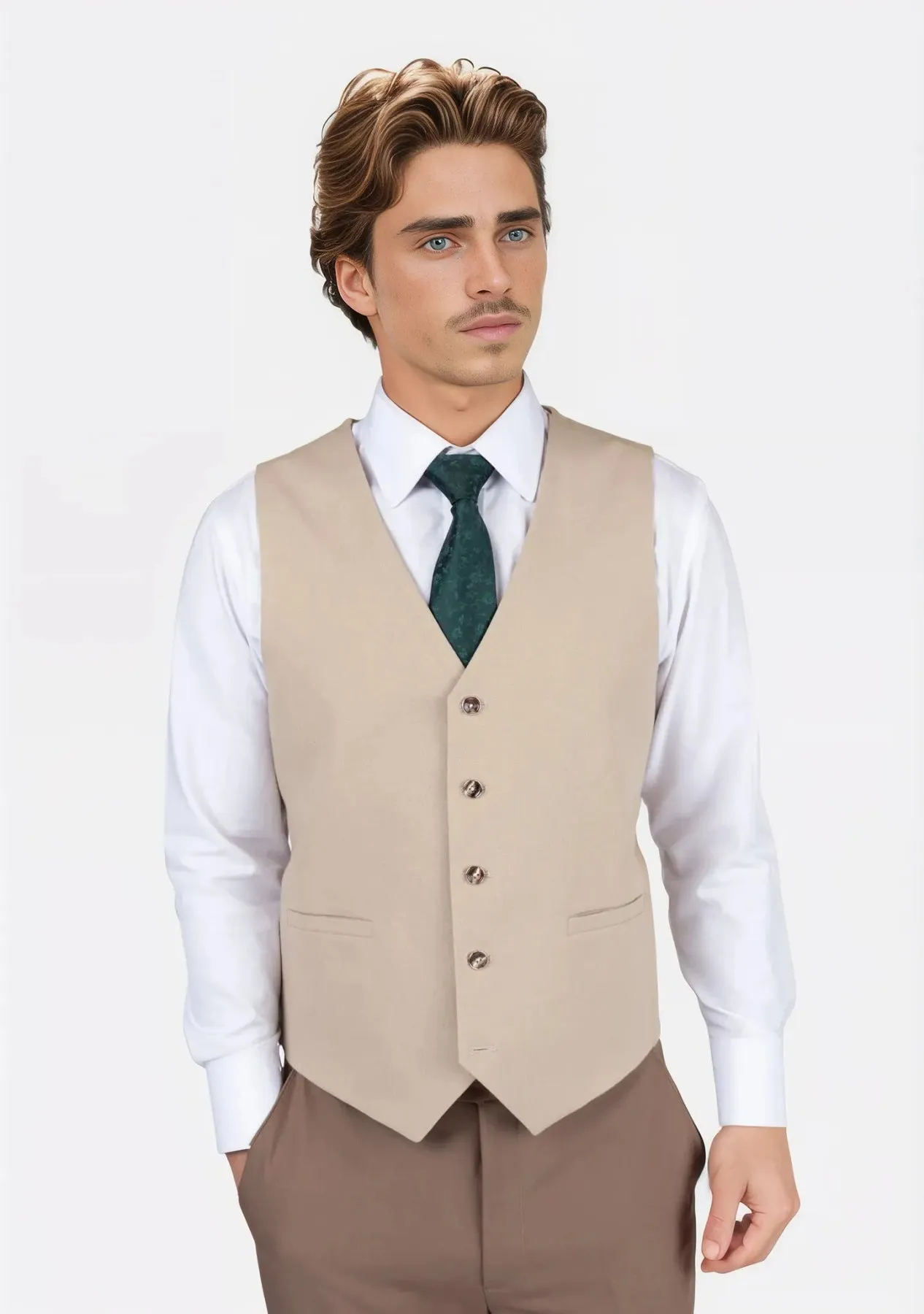 Simply Taupe Linen Blend Vest
