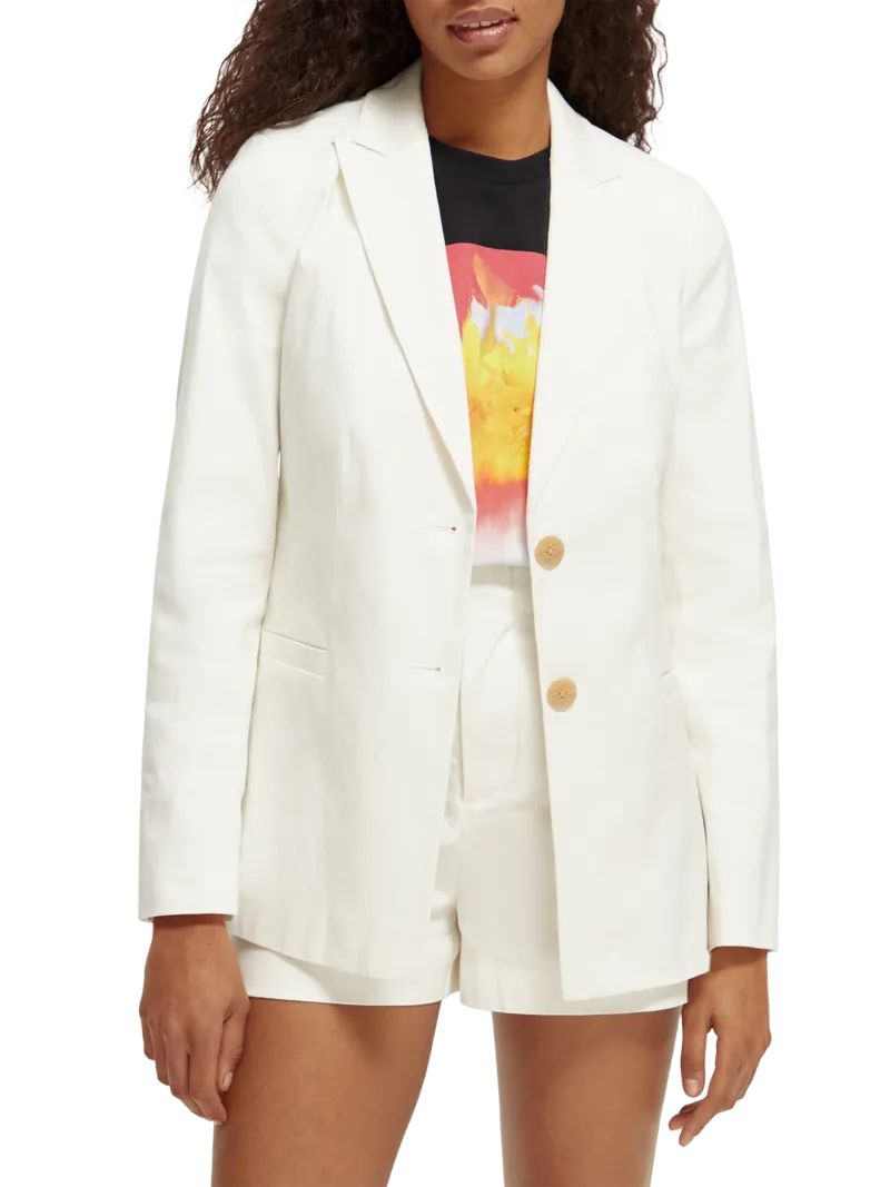 Single Breasted Blazer - White