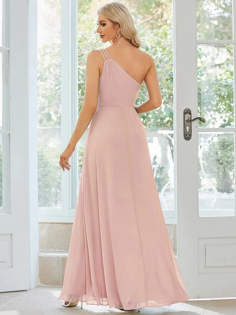 Sisalee one shoulder chiffon bridesmaid dress