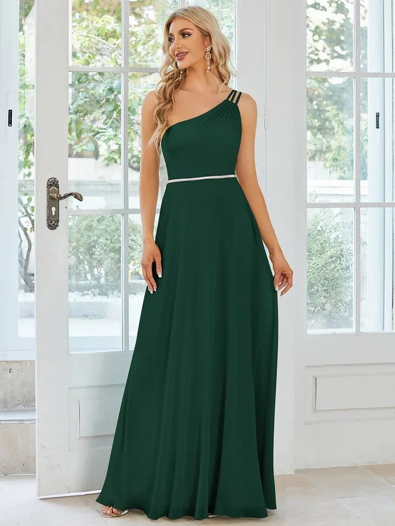 Sisalee one shoulder chiffon bridesmaid dress